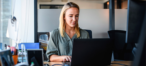 Woman using a laptop