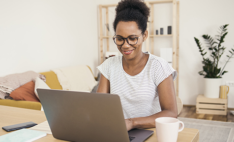 Lady using a laptop
