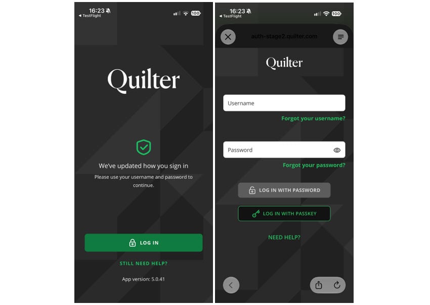 New look Quilter app