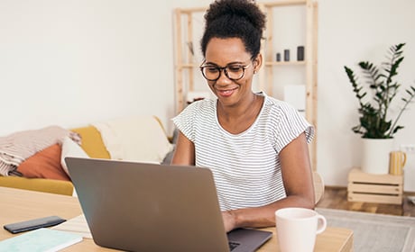 Lady using a laptop